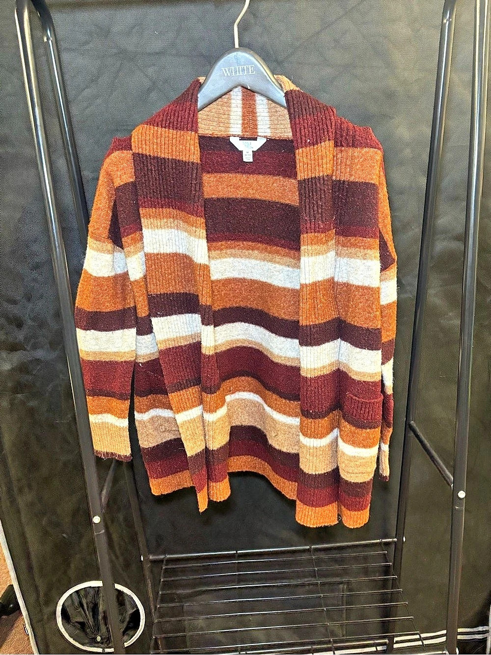 Time and Tru Striped Cardigan in Brown & Orange Size Medium